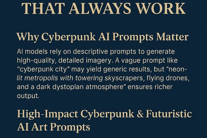 Cyberpunk & Futuristic AI Art Prompts That Always Work