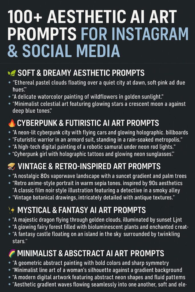 100+ Aesthetic AI Art Prompts for Instagram & Social Media - Robot Builders