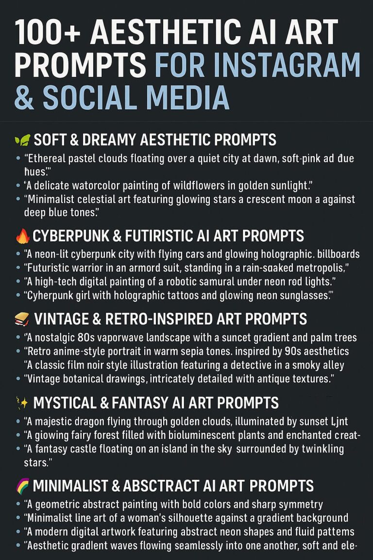 100+ Aesthetic AI Art Prompts for Instagram & Social Media - Robot Builders