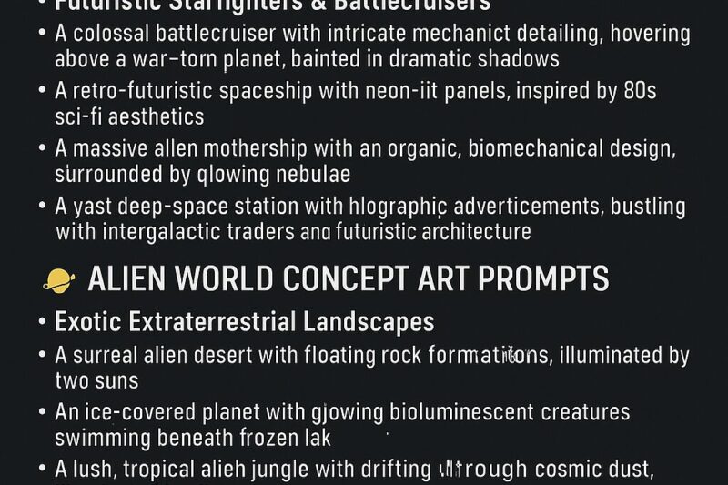 Sci-Fi Spaceship & Alien World Prompts for AI Concept Art