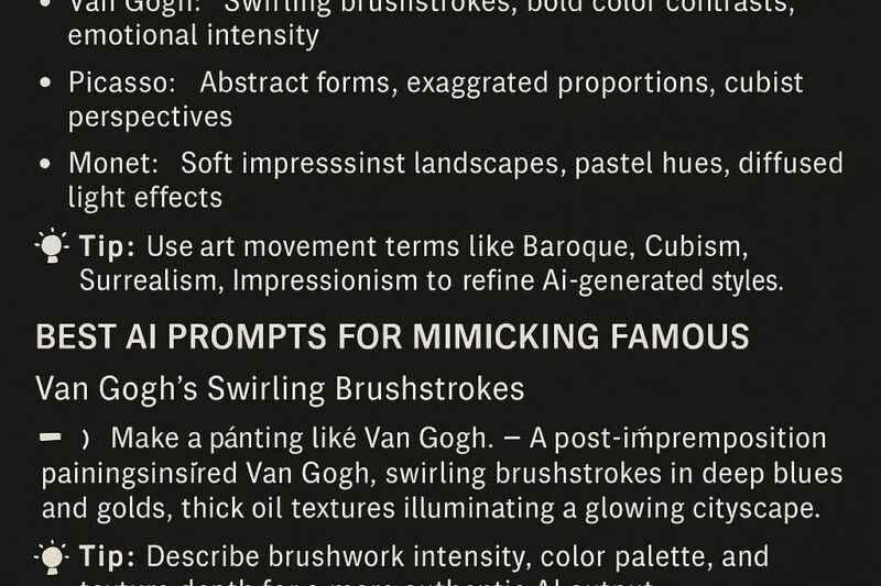 How to Mimic Famous Artists’ Styles with AI Prompting