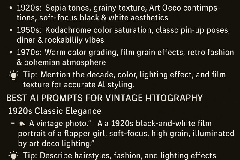 Best Prompts for Vintage & Retro AI-Generated Photos