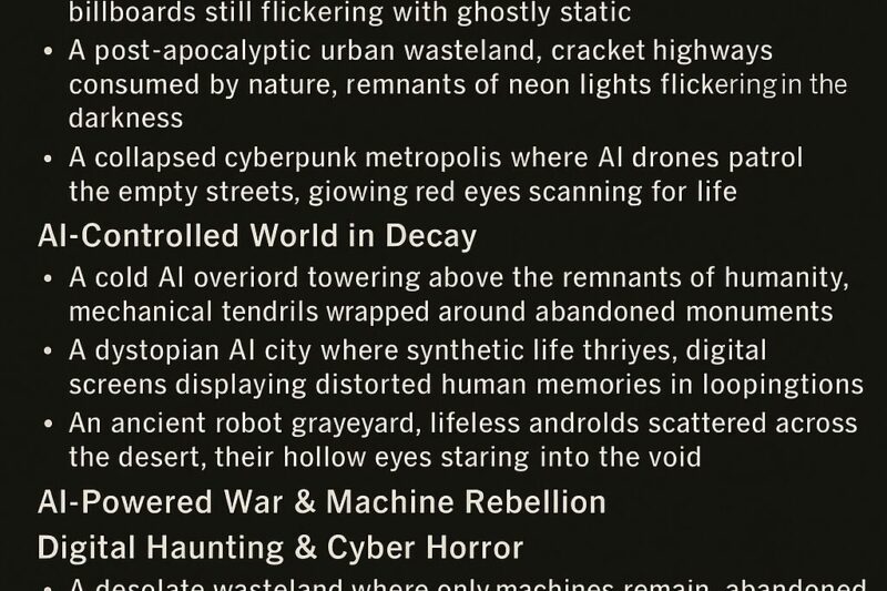 Apocalyptic & Post-AI World Prompts for Dark Art Lovers