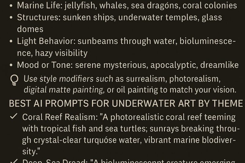 Underwater & Ocean-Themed AI Art Prompts: Dive into Digital Depth