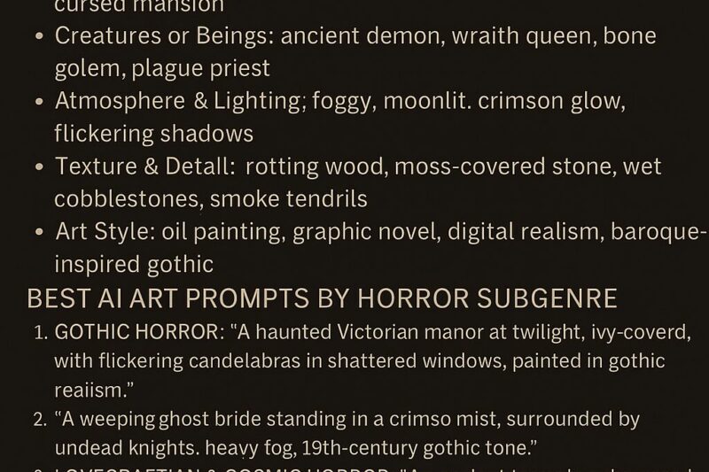 Horror & Dark Fantasy AI Art Prompts That Will Give You Chills