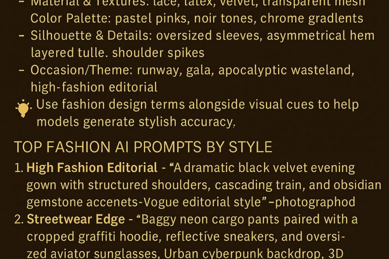 Best Prompts for AI-Generated Fashion & Clothing Designs