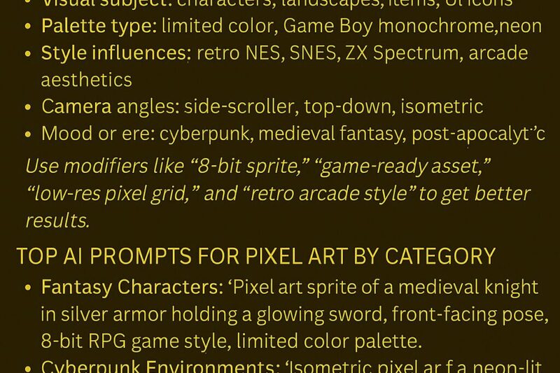 Best Prompts for AI-Generated Pixel Art & 8-Bit Graphics