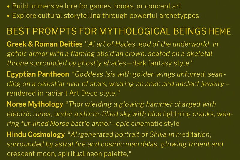 AI-Generated Mythological Gods & Goddesses Prompts: A Creative Guide for Fantasy Artists & Storytellers