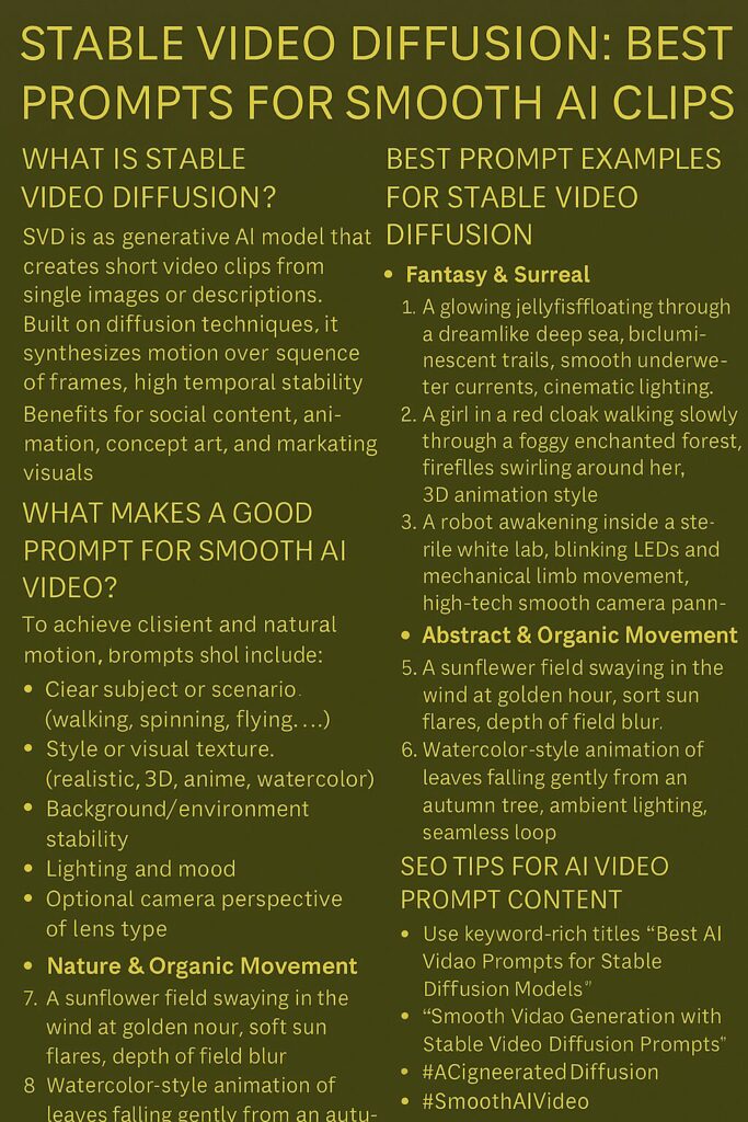 Stable Video Diffusion: Best Prompts for Smooth AI Clips - Robot Builders