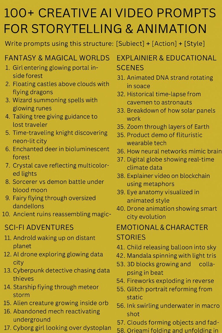100+ Creative AI Video Prompts for Storytelling & Animation - Robot ...