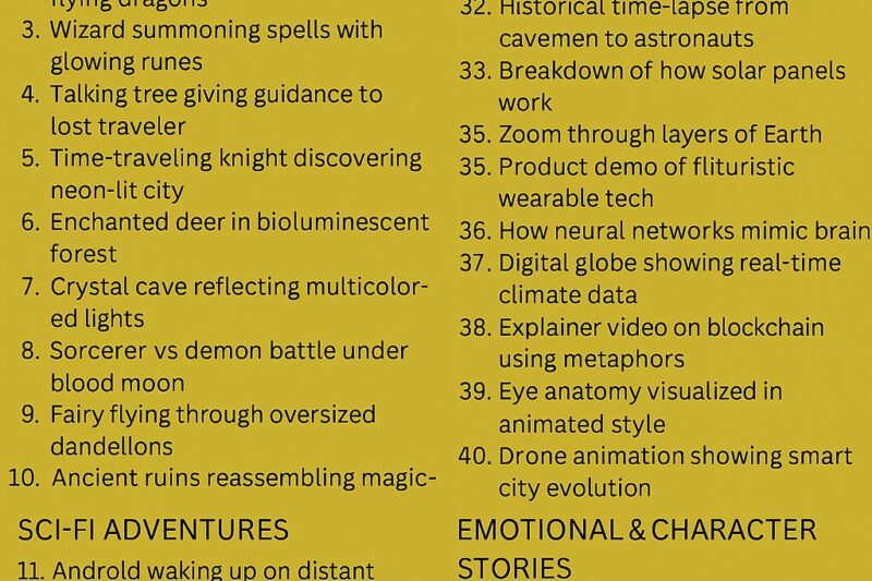 100+ Creative AI Video Prompts for Storytelling & Animation