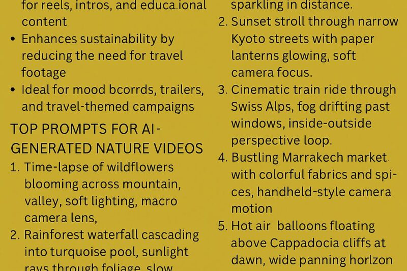 Best Prompts for AI-Generated Travel & Nature Videos: Inspire Wanderlust with Text